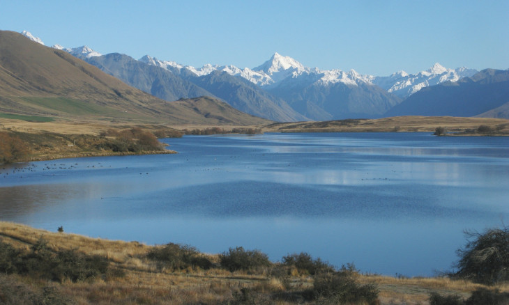 Lake Clearwater with Southern Alps behind