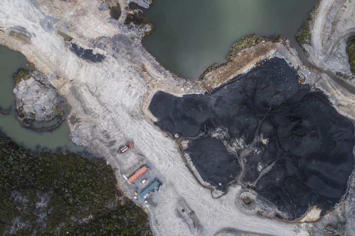 Aerial view of Bathurst Mine showing coal