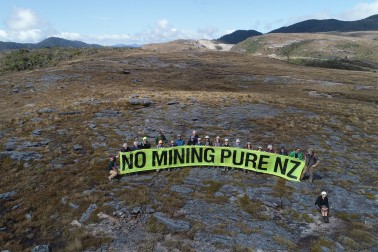 No Mining Pure NZ banner at Denniston