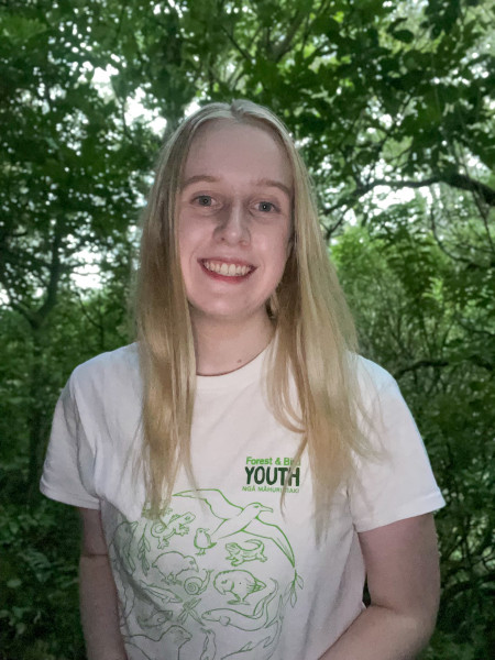 Portrait of 20-year old Gemma in the forest 