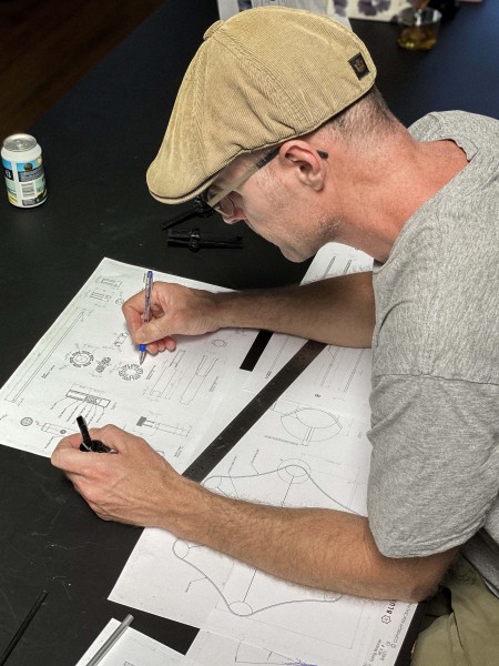 Greg Brebner, working on the Blunt Umbrella design