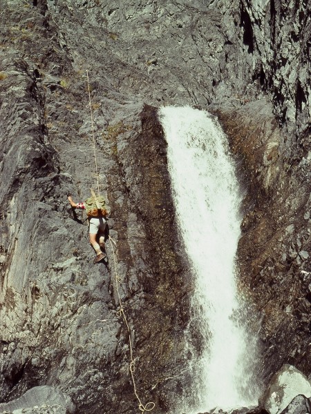 Geoff Harrow on one of his earlier trips to mountain nesting site. Image supplied