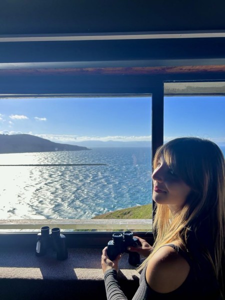 Nora Paicu, Forest & Bird Youth Ōtepoti Dunedin Hub Leader, at the Royal Albatross Centre in Harington Point in Otago. Image supplied