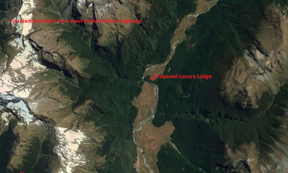 Google maps view of the proposed lodge