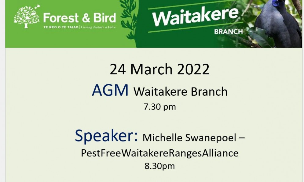 Waitakere Branch AGM and speaker