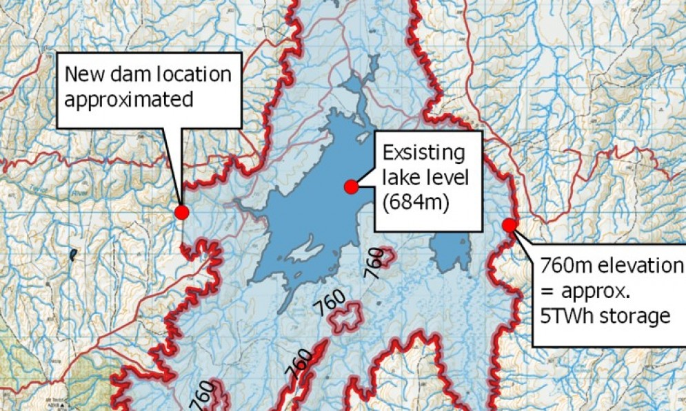 Map of Lake Onslow with lake levels. Image supplied.