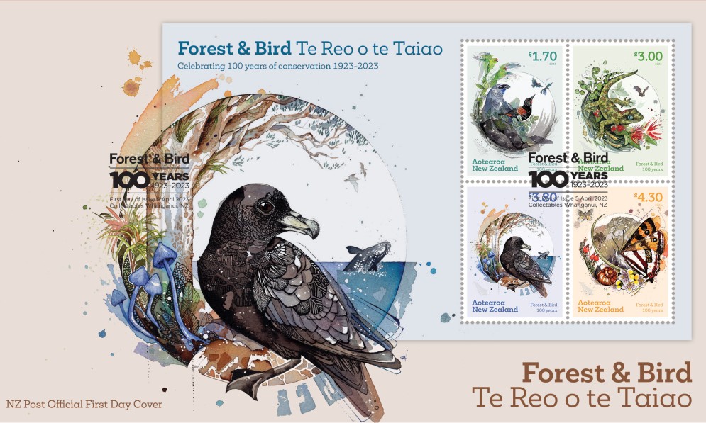 A collage of the artwork on the NZ stamps commemorating our centenary 