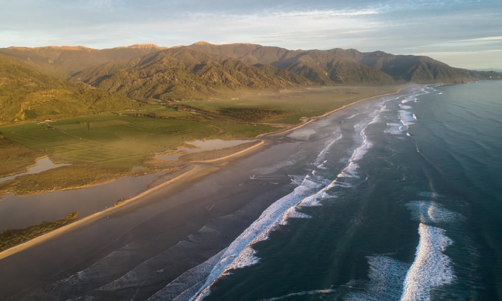 The proposed mining site, centre left, at Barrytown Flats. Image Neil Silverwood