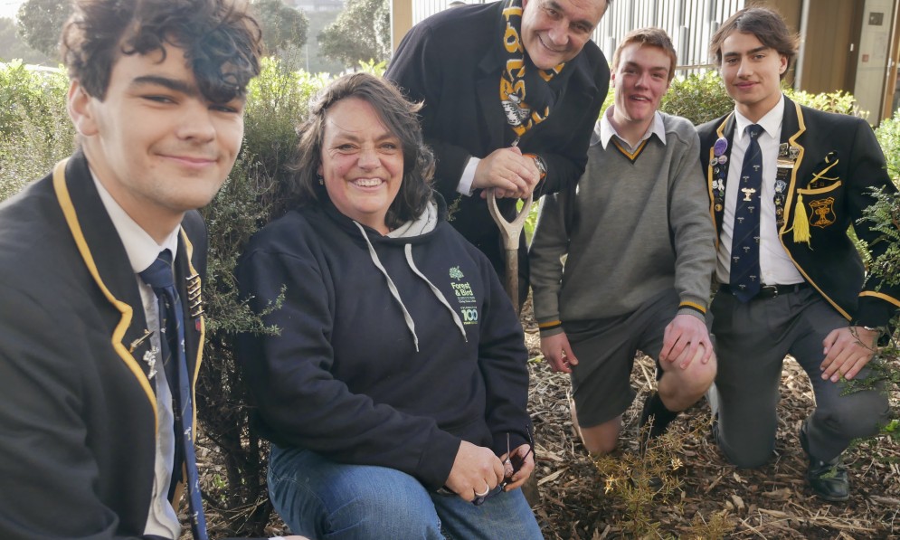 Tōtara planting at Wellington College (2023). Image Caroline Wood