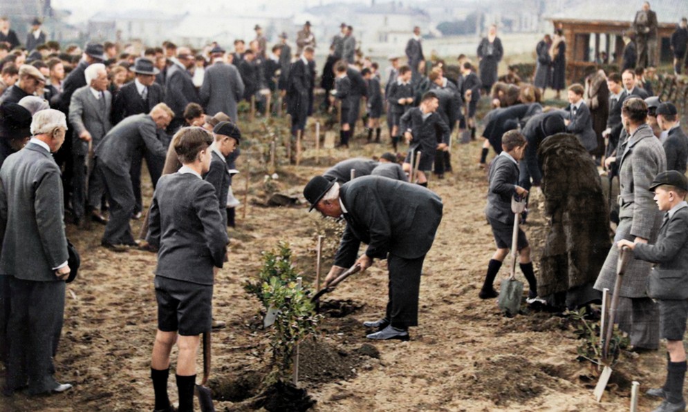 Arbor Day at “Coll”, 1 August 1934. Image Wellington College Archives