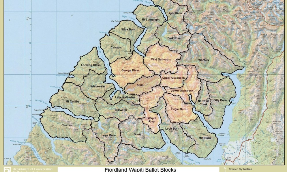 Fiordland wapiti ballot blocks, Fiordland. Credit DOC