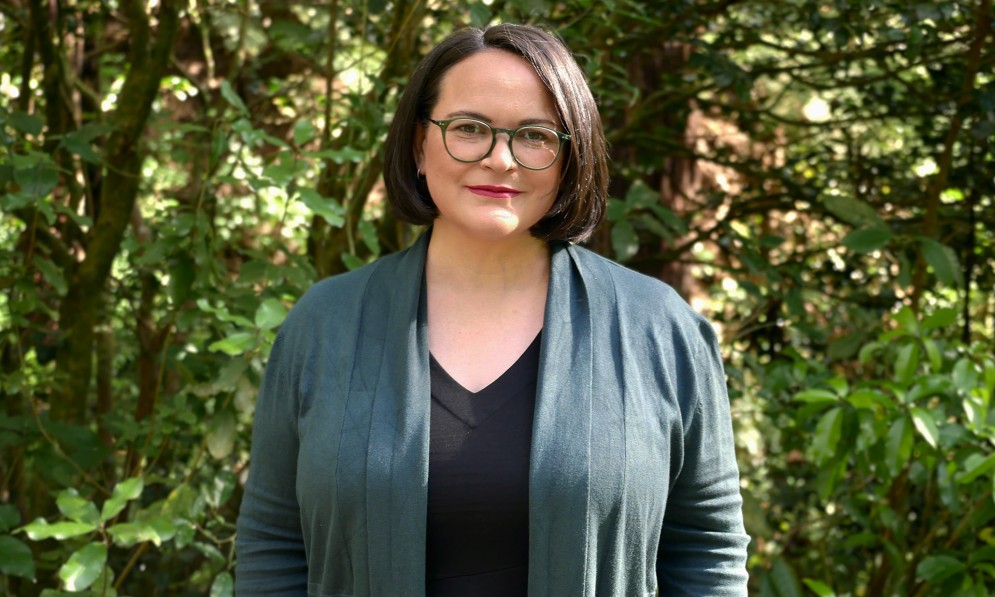 A portrait of Rebecca Hatch.