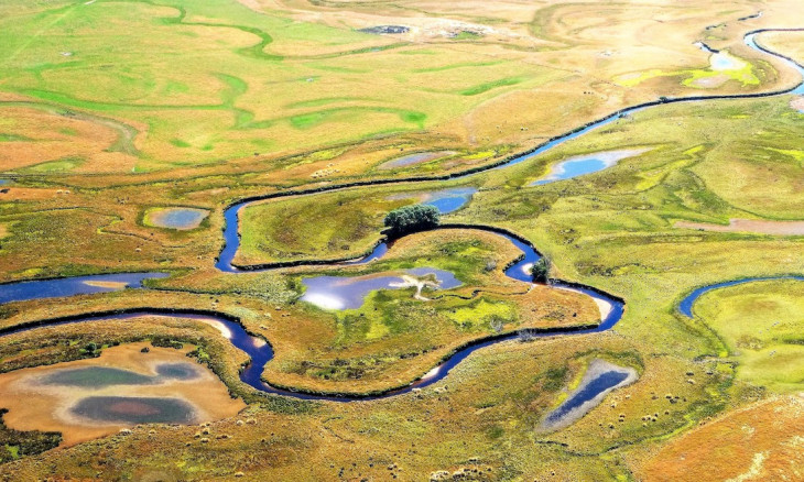 Aerial view of Falconer Wetlands