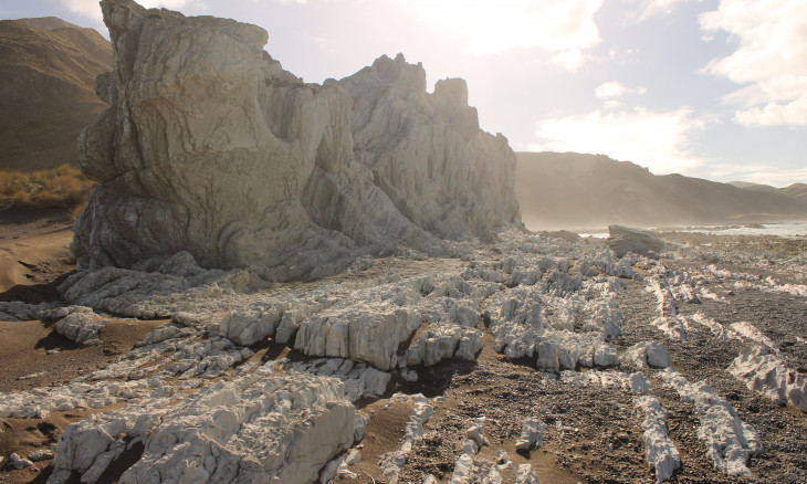 White rock formations jut-out in a scientific reserve