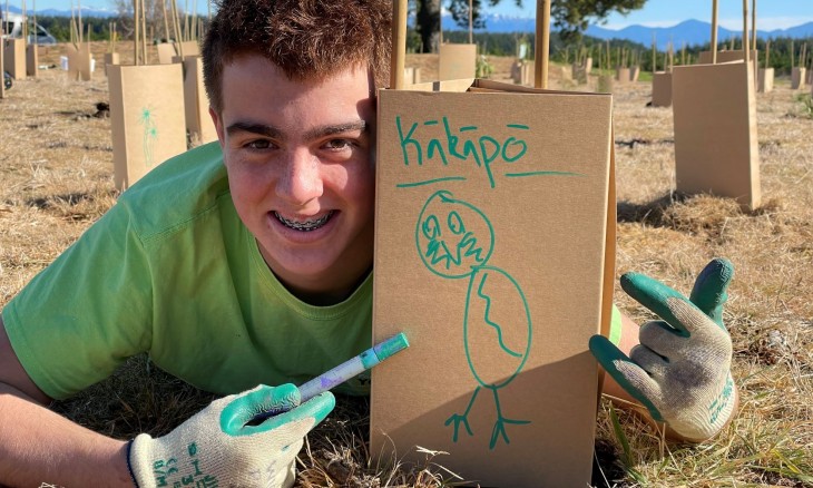 Nate Wilbourne, Youth Co-ordinator for Nelson-Tasman Youth Hub at local planting day. Credit Connor Wallace.