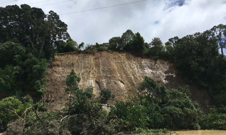 After the landslide, with Dean and Geoff's house above. Image Geoff Williams