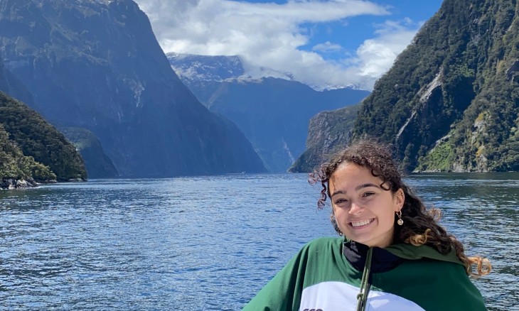 Rewa Gebbie, Forest & Bird Youth, at Milford Sound. Image supplied