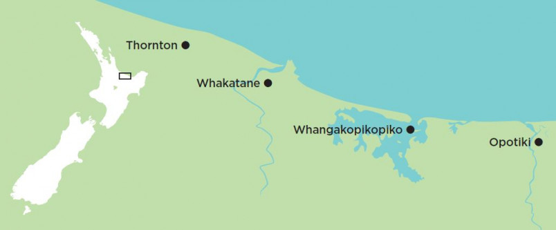 Map shows Whangakopikopiko island, east of Whakatane
